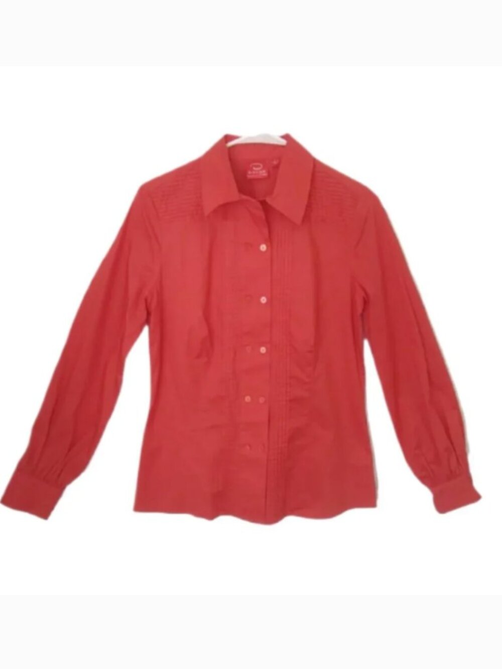Oscar de la Renta pintuck button-down blouse S 4 EUC